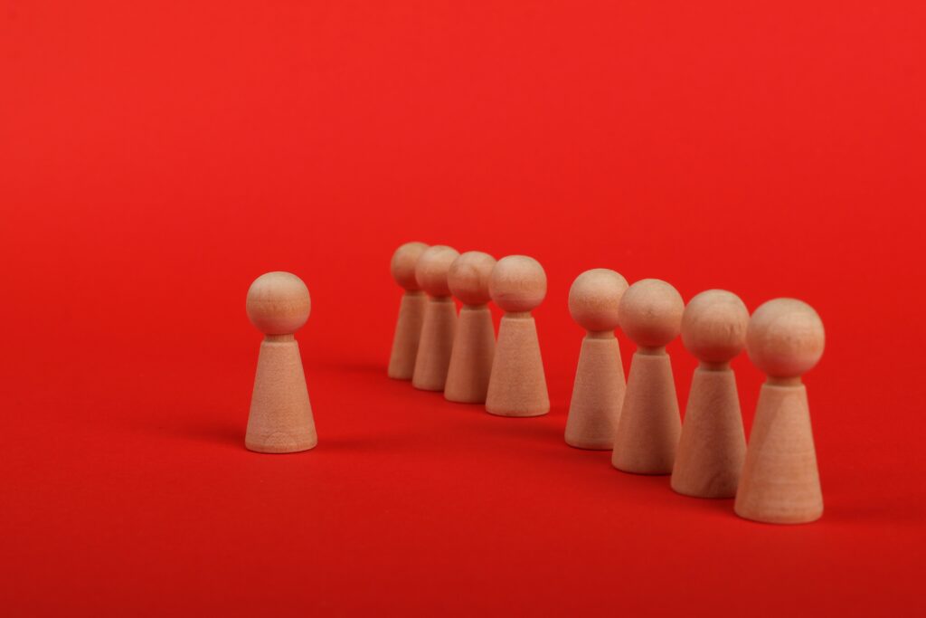 puppets on red background
